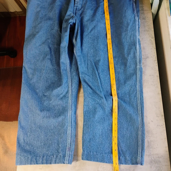 Vintage Big Smith Bib Overalls Blue Denim Carpenter Farmer Men's Size 44x30 - Picture 14 of 16